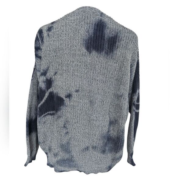 LINE Unique Tie Dye 💯 % Cotton Gray Rib Knit Sweater Size S Baggy Fit - Picture 6 of 11